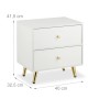 Relaxdays Nachttisch 2er Pack MDF Eisen Weiß Gold Mit 2 Schubladen 41,5 x 40 x 32,5 cm 8,2 kg_4