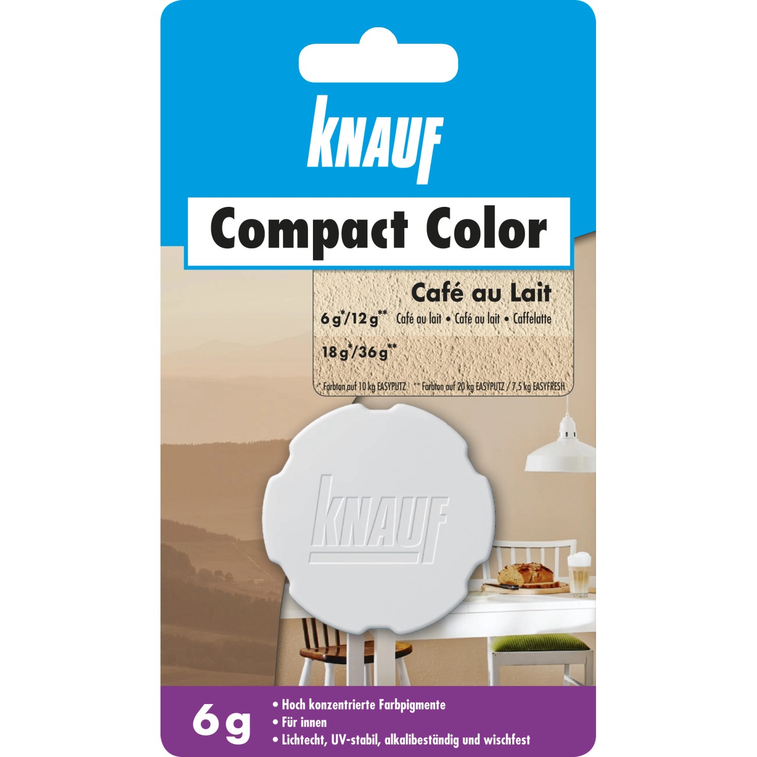 Knauf Compact Color Cafe au lait 6g Farbpigment für Putz, zur individuellen Farbgestaltung.