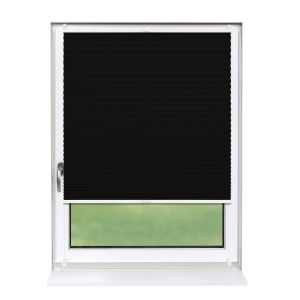 Schwarzes Deco-Raum Plissee Basic 100x210 cm, blickdicht, ohne Bohren am Fenster.