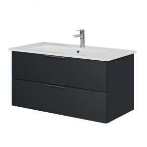 Steinkamp Einzelwaschtisch, schwarz matt, 100 cm mit Villeroy&Boch Waschtisch.