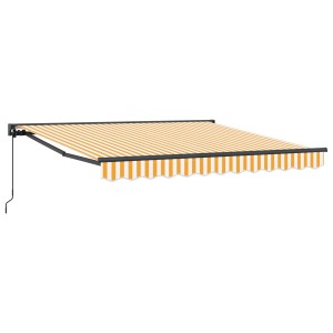vidaXL Einziehbare Markise, gelb-weiß gestreift, 350x250 cm, für Terrasse & Garten.