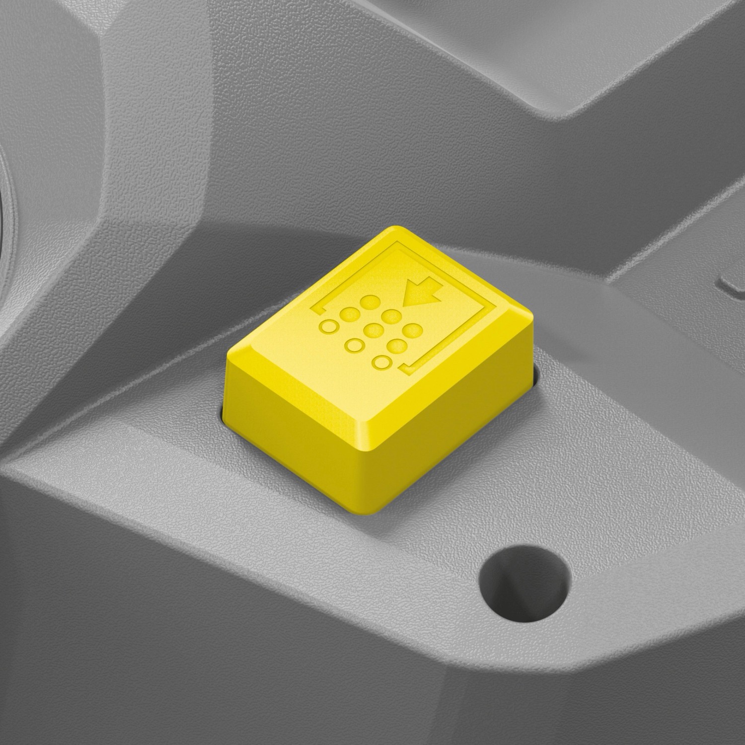 Gelber Knopf zur Filterabreinigung am Kärcher NT 22/1 Ap Nass-/Trockensauger.