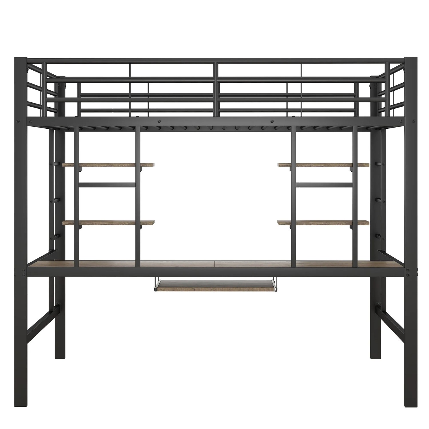 Merax Metall Hochbett 140x200 cm Mit Schreibtisch 2 Bücherregalen Schwarz