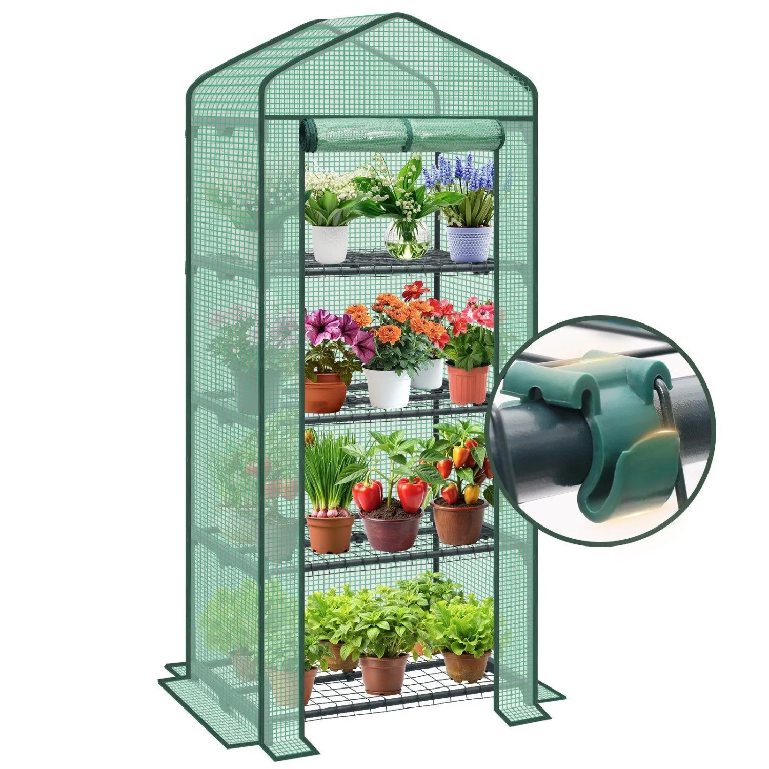 Sekey Foliengewächshaus Klein Tomatenhaus Treibhaus mit Anzuchtregal für Pflanzen 69x49x160cm Anzuchthaus Gartenhaus Frühbeet Gemüse Pflanzenhaus