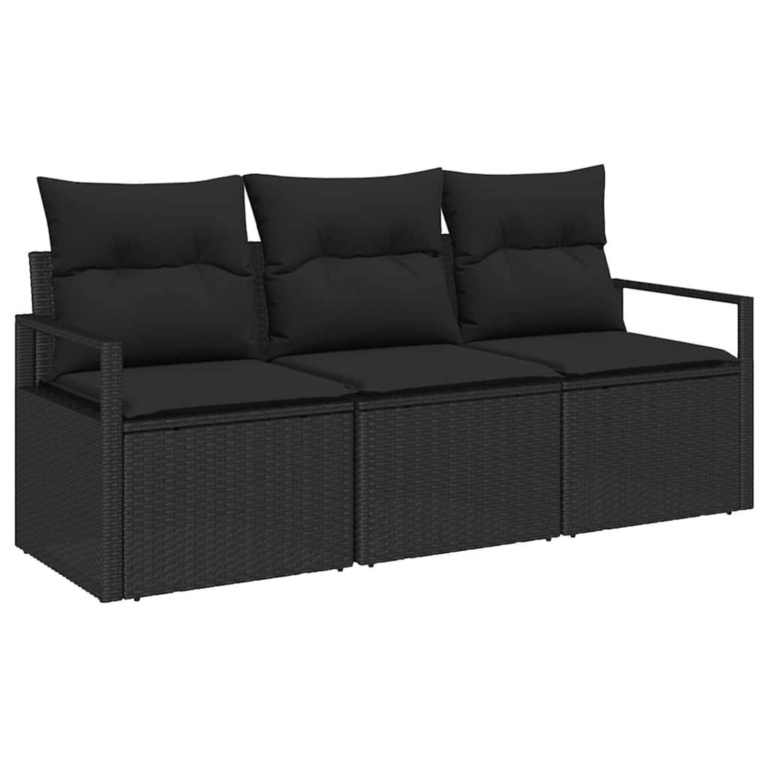 vidaXL Garten-Sofa-Set 3-Tlg Schwarz Poly Rattan 3346243 günstig online kaufen