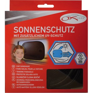 UV-Sonnenschutz 2er Set für Auto-Seitenscheiben, schwarz, zum Schutz vor UVA- und UVB-Strahlen.