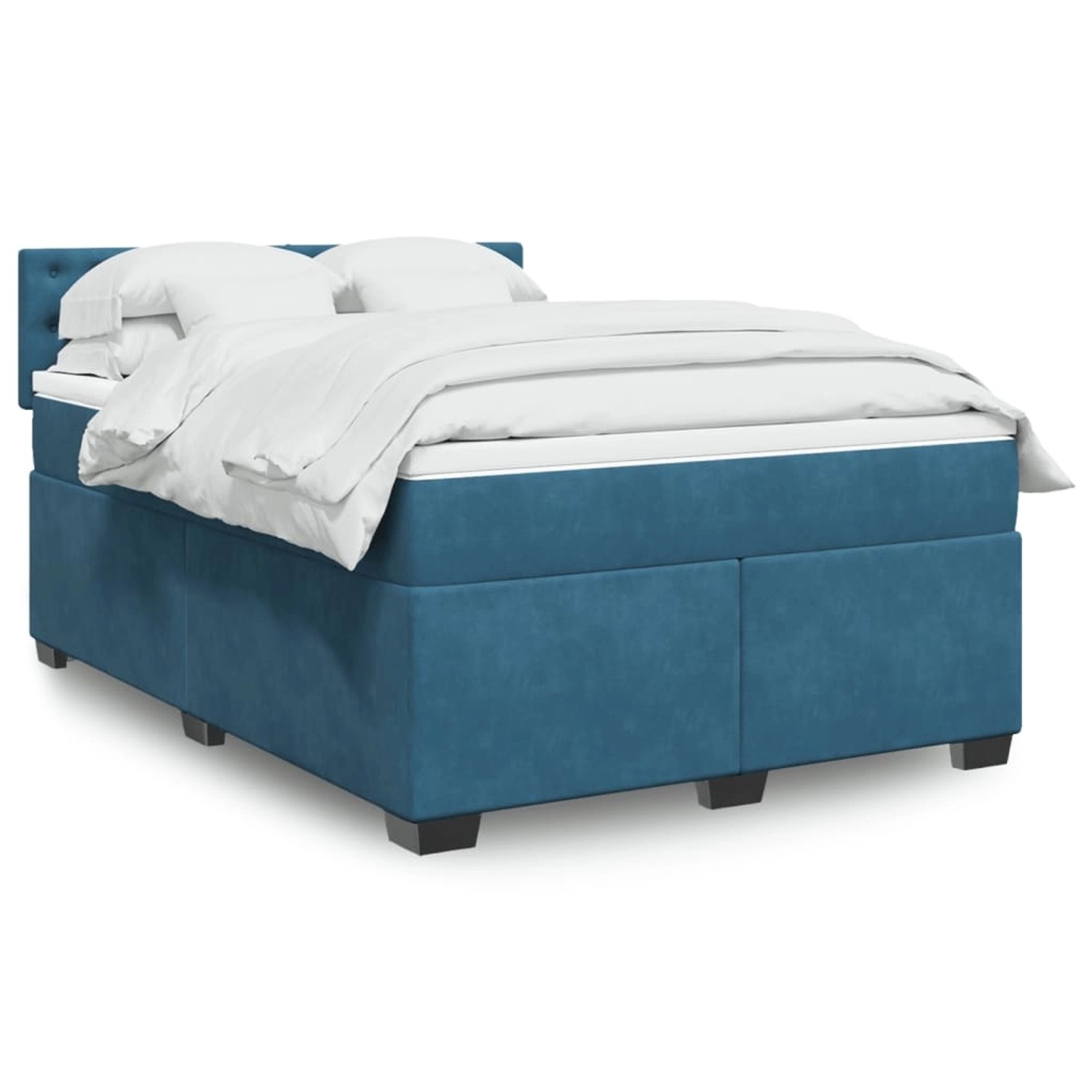 vidaXL Boxspringbett mit Matratze Blau 140x190 cm Samt 3288622 günstig online kaufen