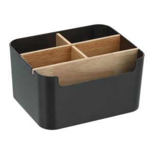 Relaxdays Schreibtisch Organizer Holz Schwarz mit 5 Fächern 9,5 cm x 18 cm x 15 cm 310 g