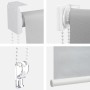 MCW Rollo D52 110x160cm Creme: Details von Kettenzug, Kindersicherung, Halterung und Stoffstruktur für Fenster.