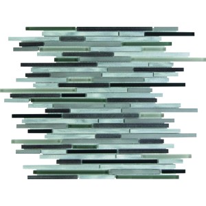 Mosaikmatte aus Glas und Aluminium in Schwarz und Grau, 30x30 cm.