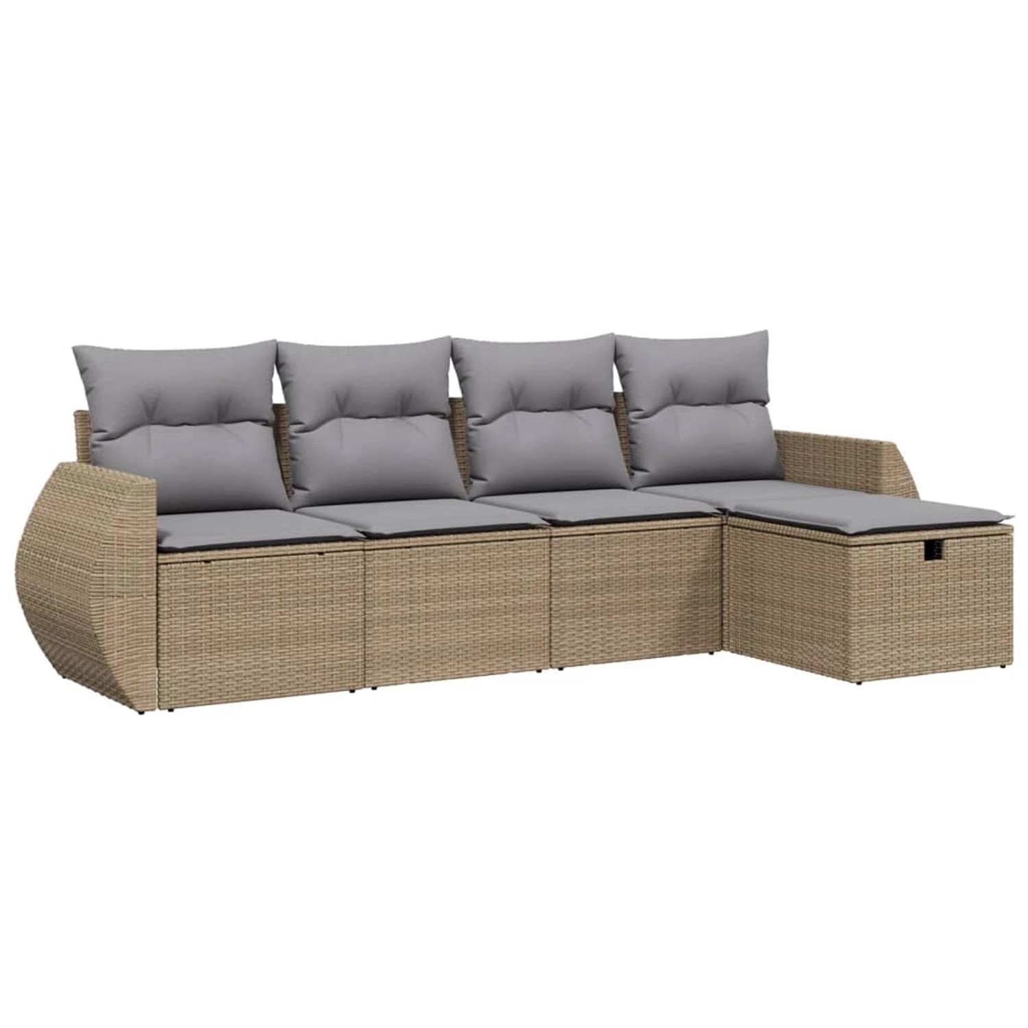 vidaXL 5-tlg Garten-Sofagarnitur mit Kissen Beige Poly Rattan Modell 95 günstig online kaufen