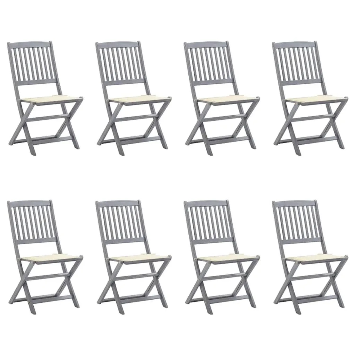 vidaXL Klappbare Gartenstühle 8 Stk mit Kissen Massivholz Akazie 3078292