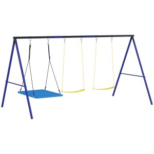 AIYAPLAY Kinderschaukel mit 3 Sitzen: Gürtelschaukeln und Plattformschaukel für den Garten.