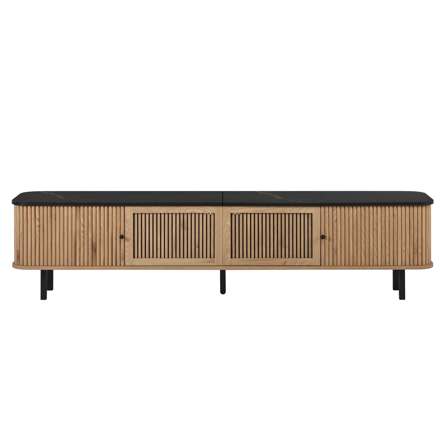 okwish TV Schrank mit Schiebetüren und Gitter Türen für Wohnzimmer 190x35x45cm Natur
