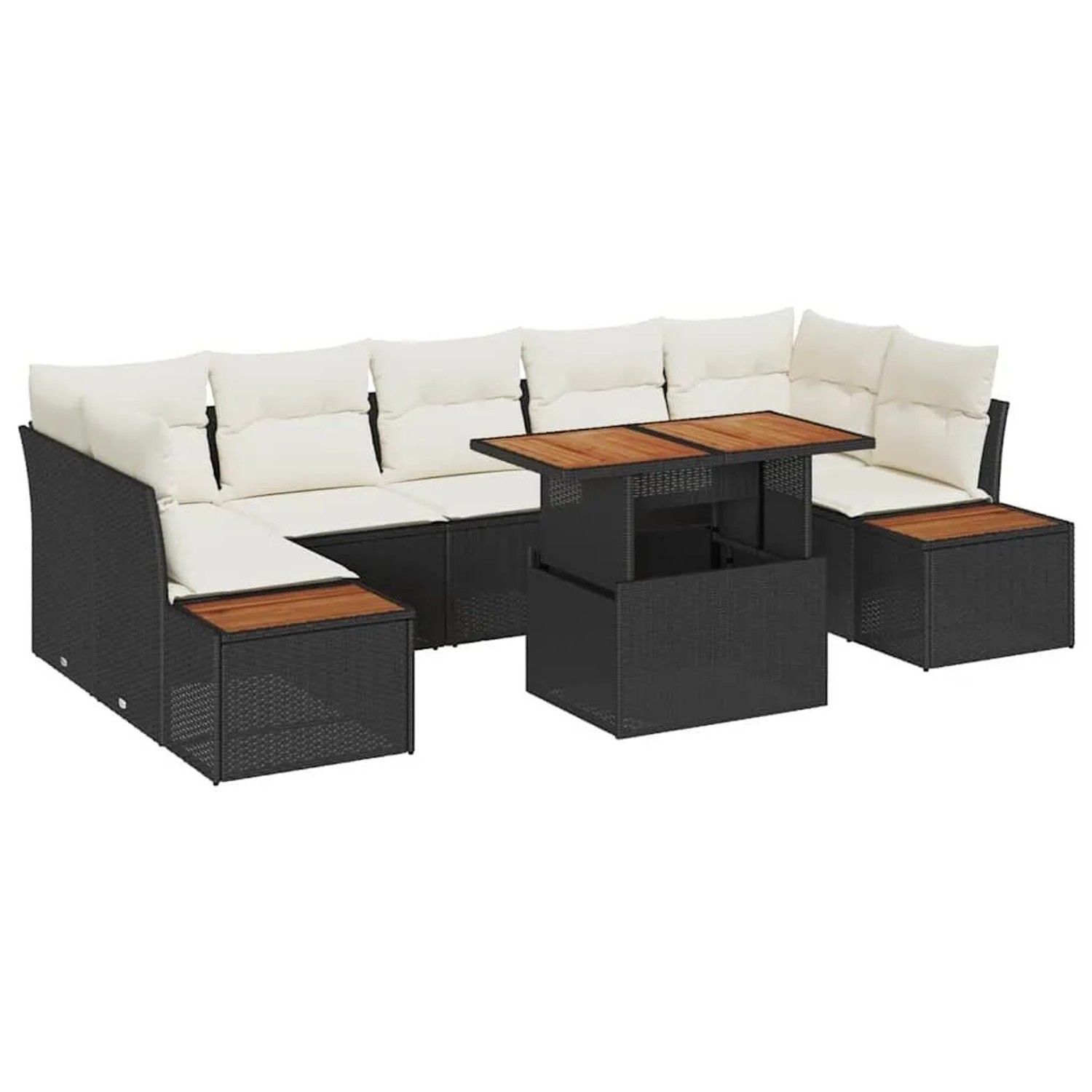 vidaXL Garten Essgruppe mit Kissen 8-Tlg Schwarz und Beige 3350044 günstig online kaufen