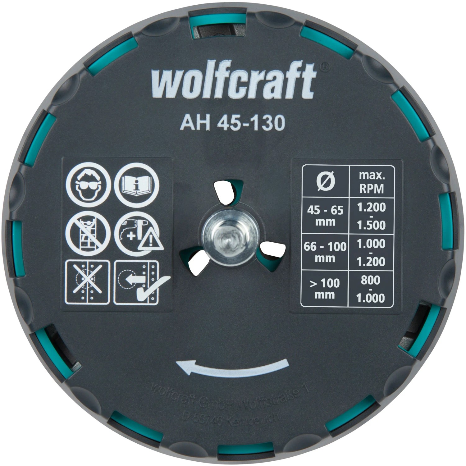 Wolfcraft Lochsäge AH 45-130, verstellbare Kreisschneider für präzise Löcher in Trockenbauwände.