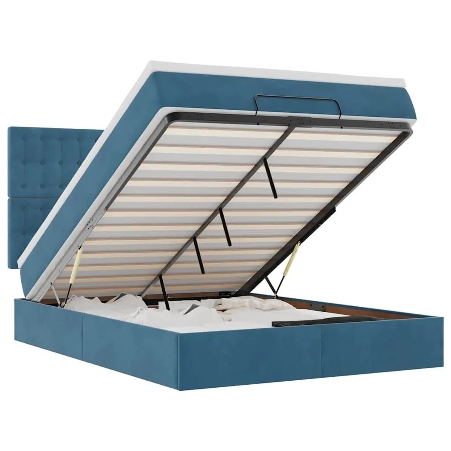 vidaXL Ottoman-Bett mit Matratzen Dunkelblau 140x200 cm Samt 3313623