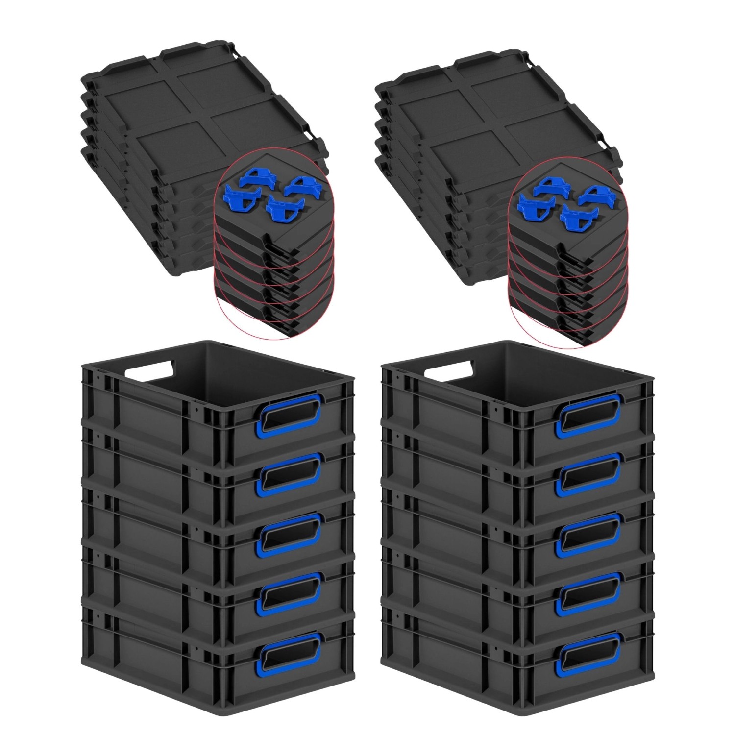 PROREGAL SparSet 10x Eurobox Nextgen Color Mit Auflagedeckel HxBxT 12x30x40 günstig online kaufen