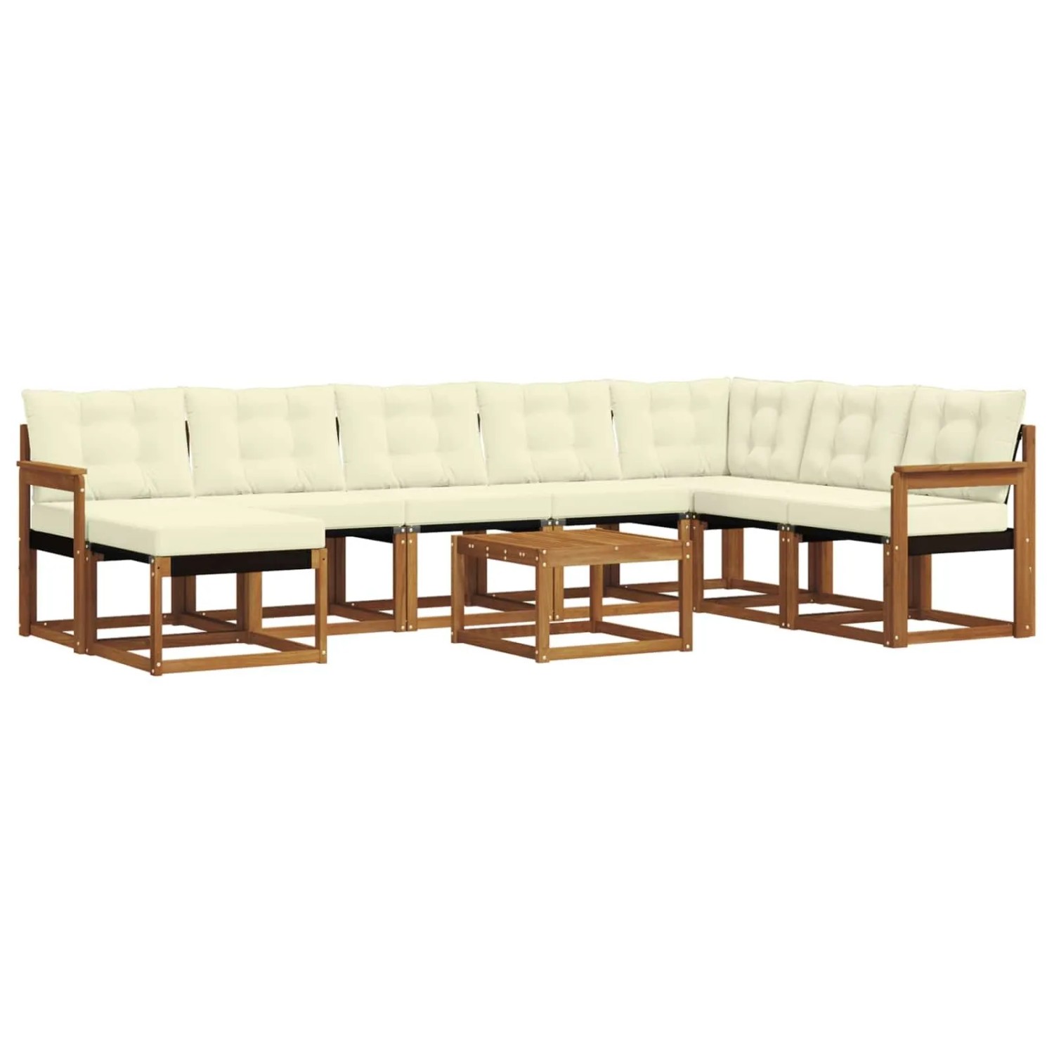 vidaXL Outdoor-Sofagarnitur mit Kissen 9-Tlg Natur und Creme 3368969