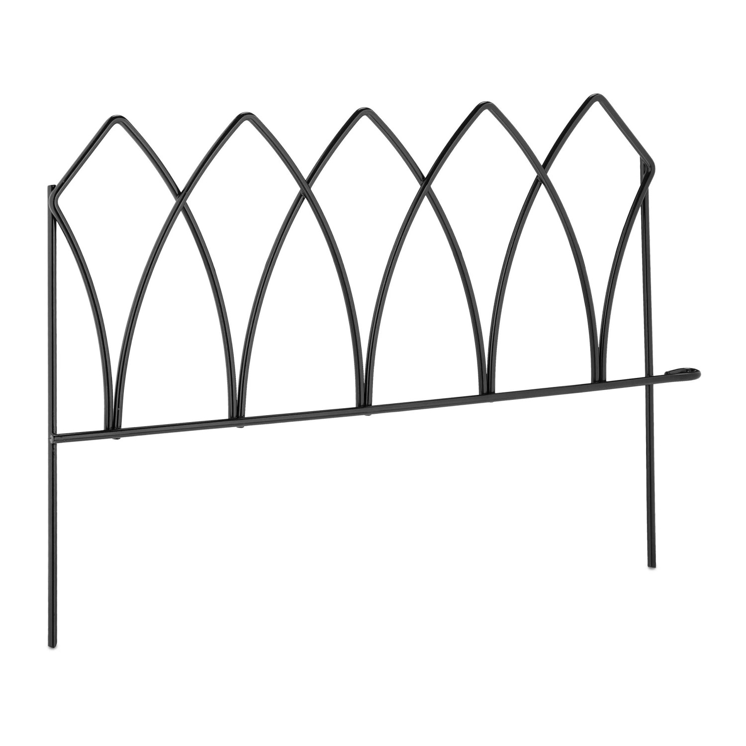 Relaxdays Beetzaun Eisen Schwarz Niedrig Steckbar 4-teilig 172 cm