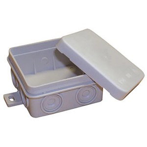 Abzweigdose IP54, 75x75x35mm, 10er-Pack. Dose mit Deckel und Ausgängen.