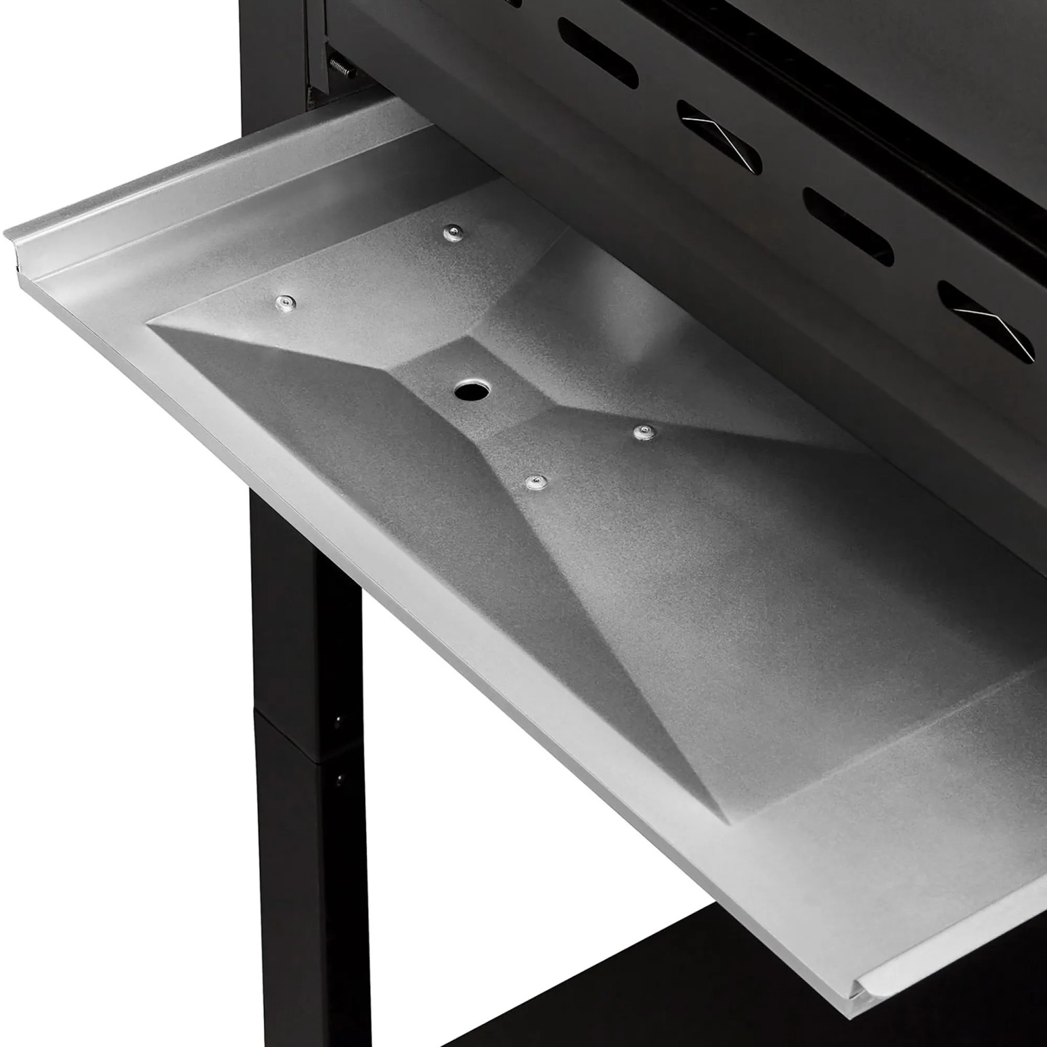 Detailaufnahme der Seitenablage am schwarzen Enders Gasgrill San Diego Next 3.