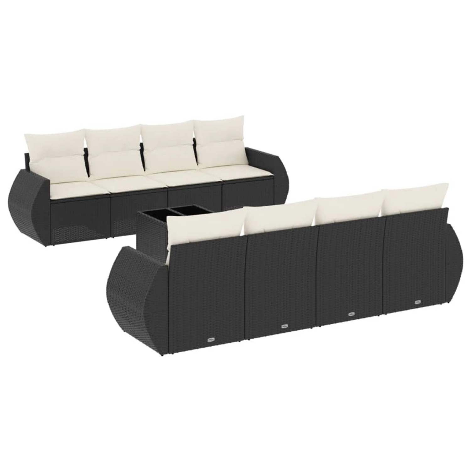 vidaXL 9-Tlg Garten-Sofagarnitur mit Kissen Schwarz Poly Rattan 3221145 günstig online kaufen