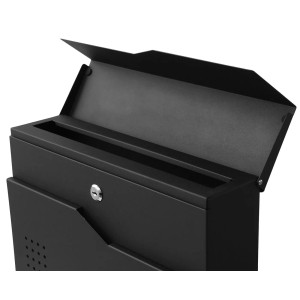 Offener, schwarzer PROREGAL Briefkasten mit Zeitungsfach, pulverbeschichtet, 37x37x11cm.