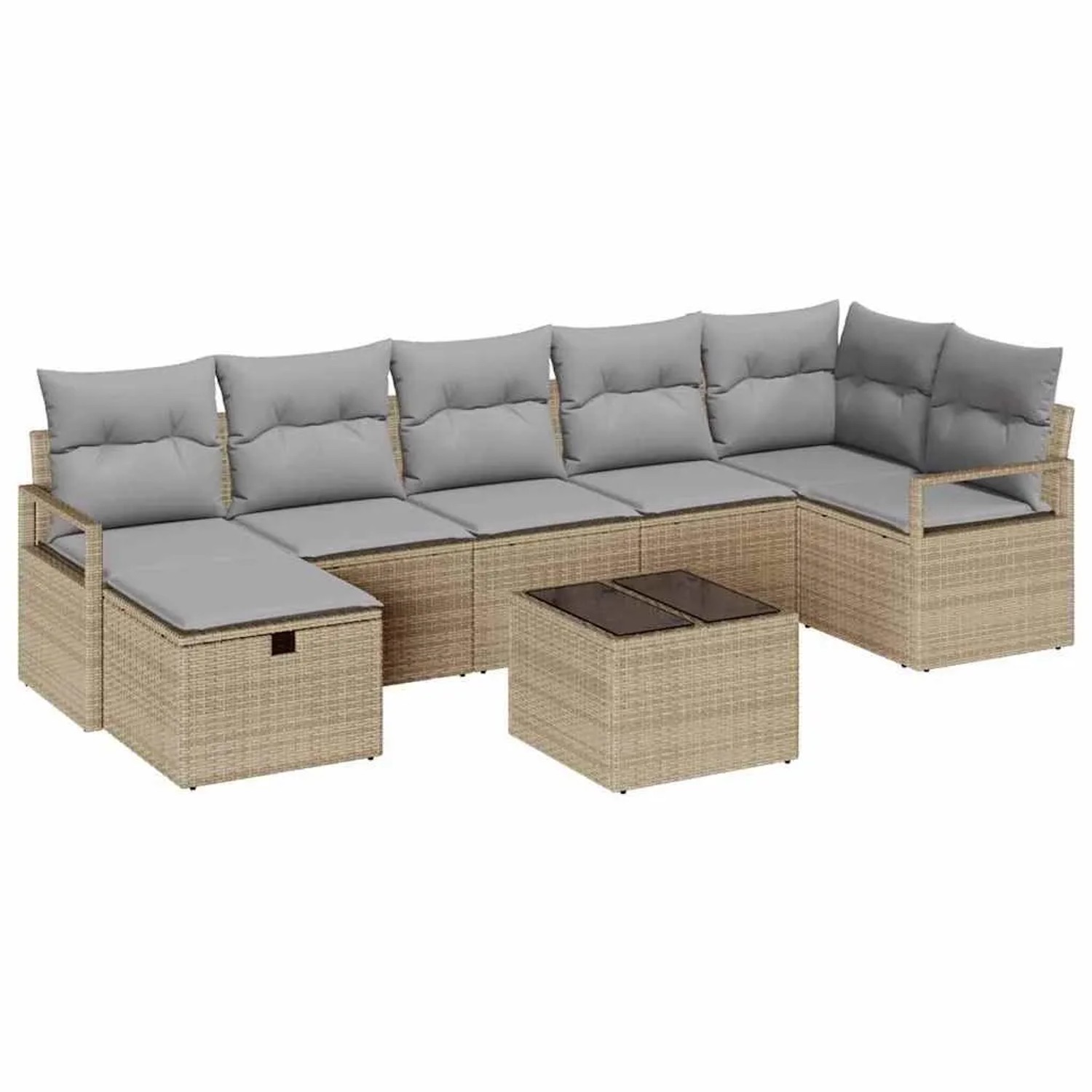 vidaXL Sofa Set mit Kissen mit Speicher Beige und Hellgrau Poly-Rattan 3359 günstig online kaufen