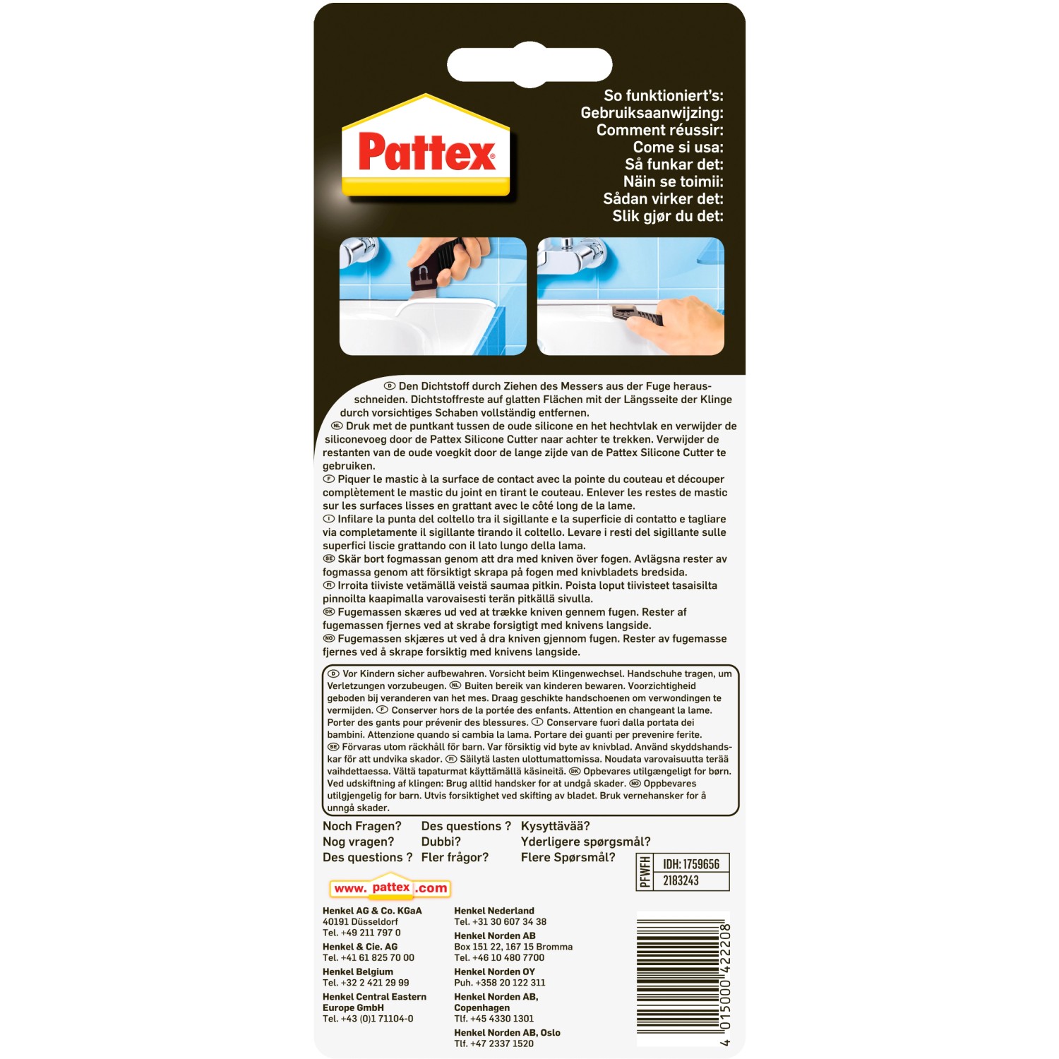 Pattex Fugenhai mit Ersatzklinge, schwarzer Fugenkratzer zum Entfernen von Fugenmasse.