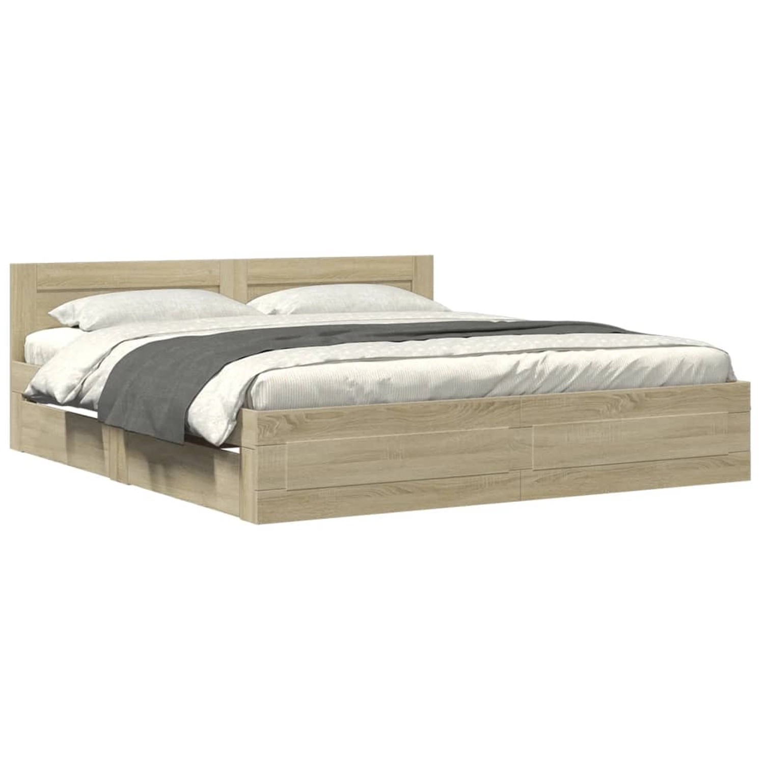 vidaXL Bettgestell mit Kopfteil Sonoma-Eiche 200x200 cm Holzwerkstoff210410 günstig online kaufen