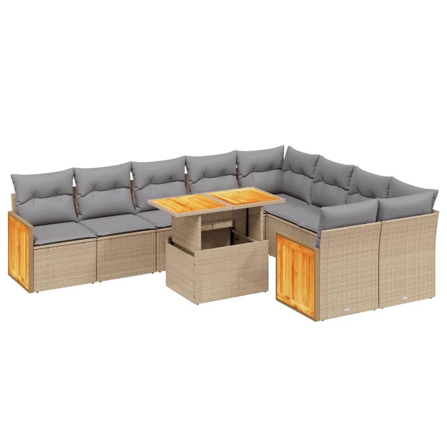 vidaXL 10-tlg Garten-Sofagarnitur mit Kissen Beige Poly Rattan Modell 192 günstig online kaufen