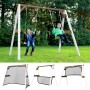 Axi 4-in-1 SportsFun Schaukel mit 2 Kindern, plus Netze für Fußball, Tennis und Volleyball.