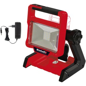Einhell Akku-Lampe TE-CL 18/2000 LiAC Solo, roter LED-Baustrahler mit Netzteil.