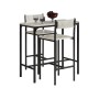 SoBuy Bartisch-Set OGT03-HG mit 2 Barhockern, Holz/Metall, grau/schwarz.