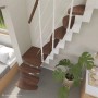 Treppen Intercon Raumspartreppe Quadro Mittelholmtreppe 13 Stufen Buche Dunkel Walnuss Massiv Metallfarbe Polar-Weiß Einseitiges Geländer_5