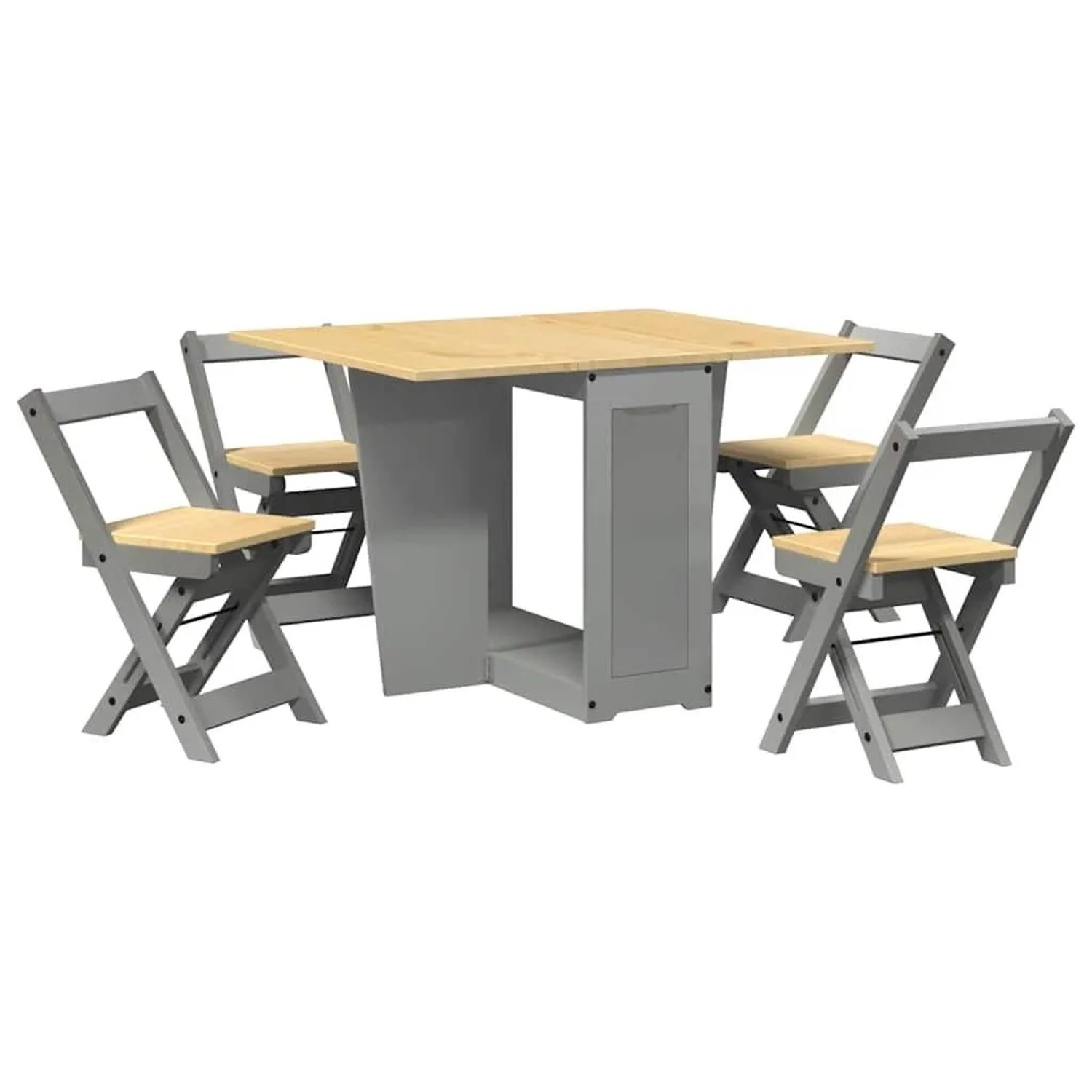 vidaXL 5 Tlg Butterfly-Esstisch-Set Corona Grau Kiefernholz 3295718