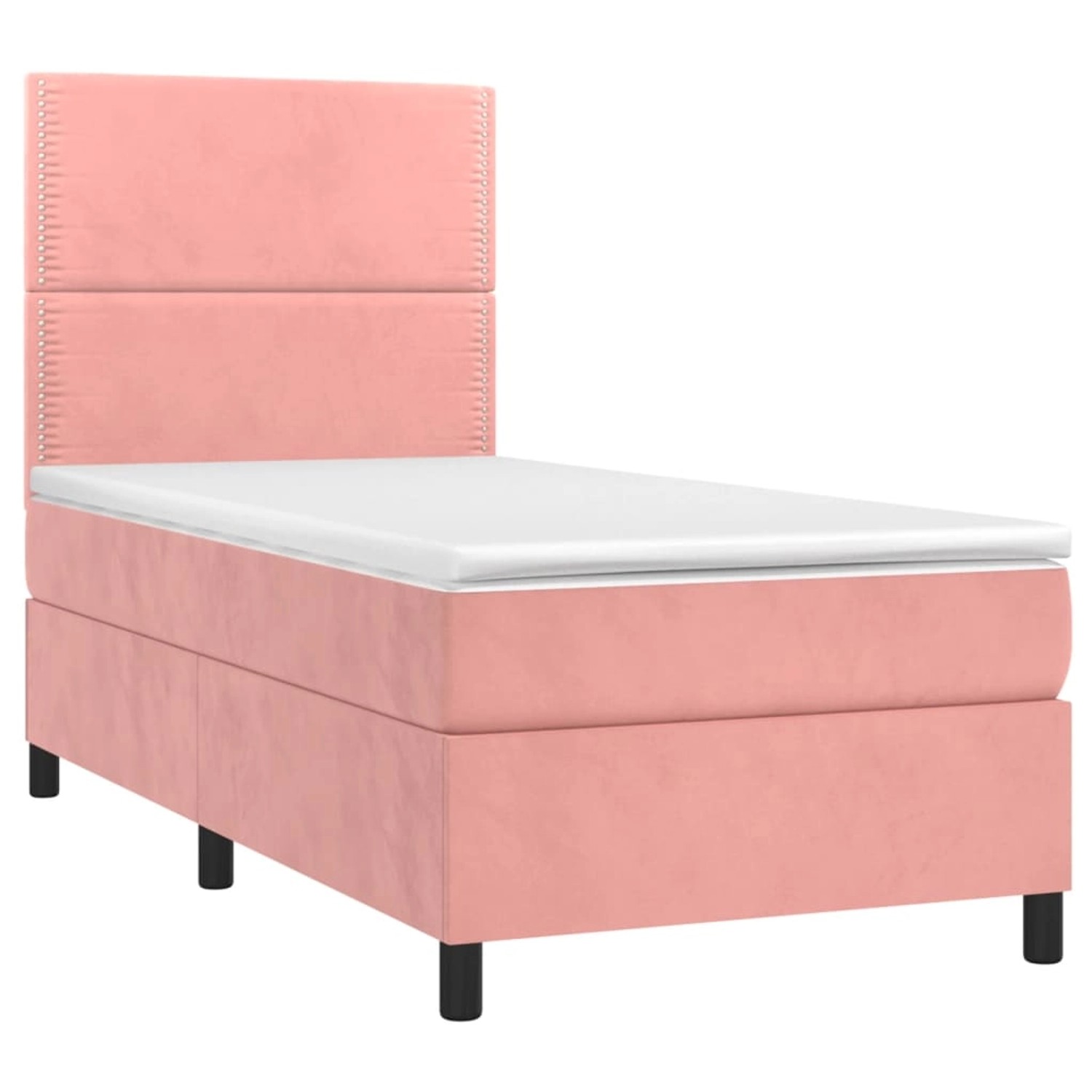 Rosa vidaXL Boxspringbett mit Matratze, 100x200 cm, Samtbezug.