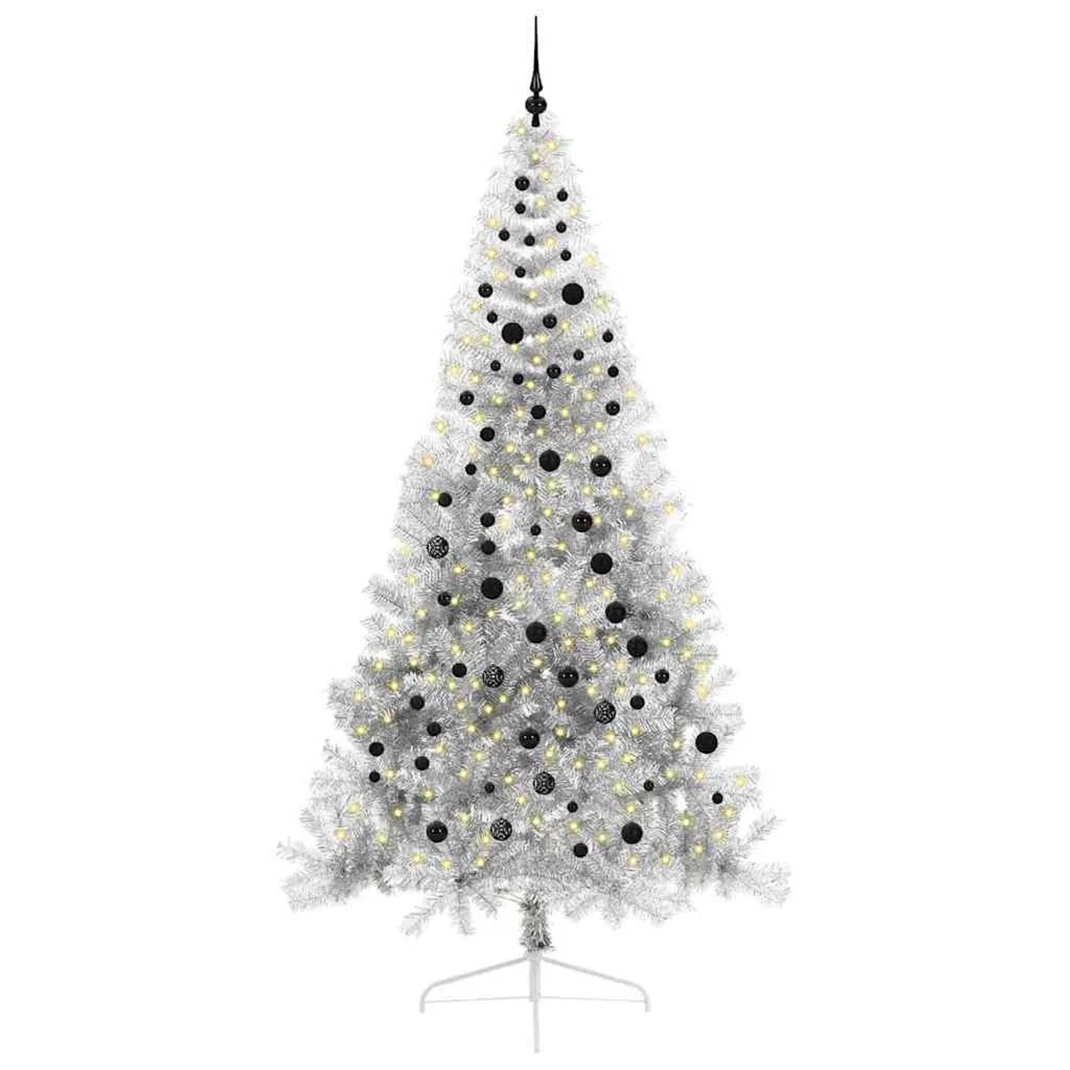 vidaXL Künstlicher Vorbeleuchteter Weihnachtsbaum Silber 240 cm 3397233
