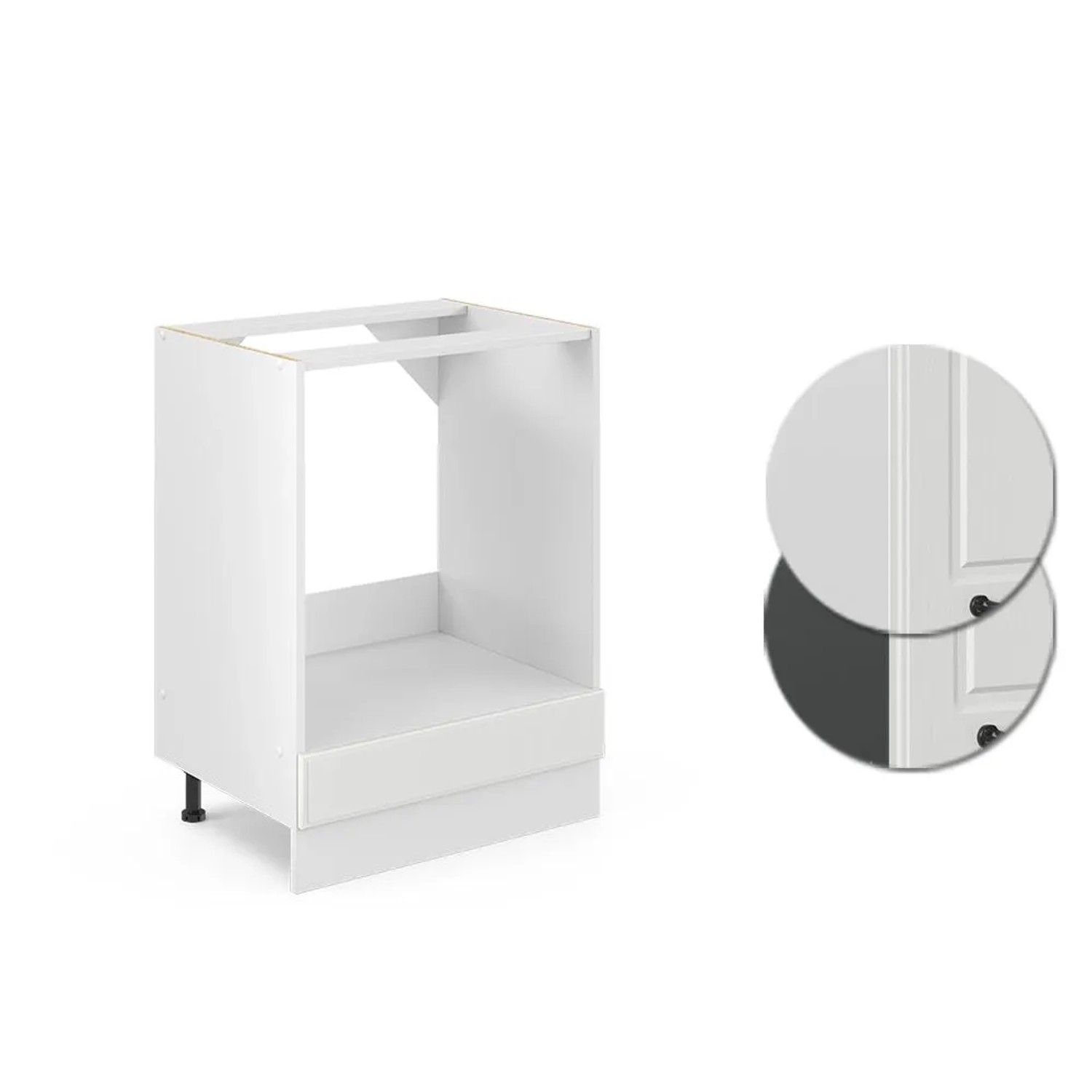 Vicco Herdumbauschrank R-Line Herdschrank Weiß Landhaus Weiß 60 cm AP Eiche