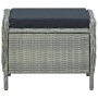 VidaXL Fußhocker, hellgraues Poly Rattan mit schwarzem Kissen. Passend zum verstellbaren Gartensessel.