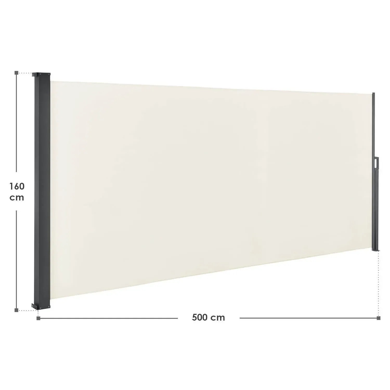 Beige Juskys Seitenmarkise Dubai, 500x160 cm, für Balkon & Terrasse als Sicht- und Sonnenschutz.