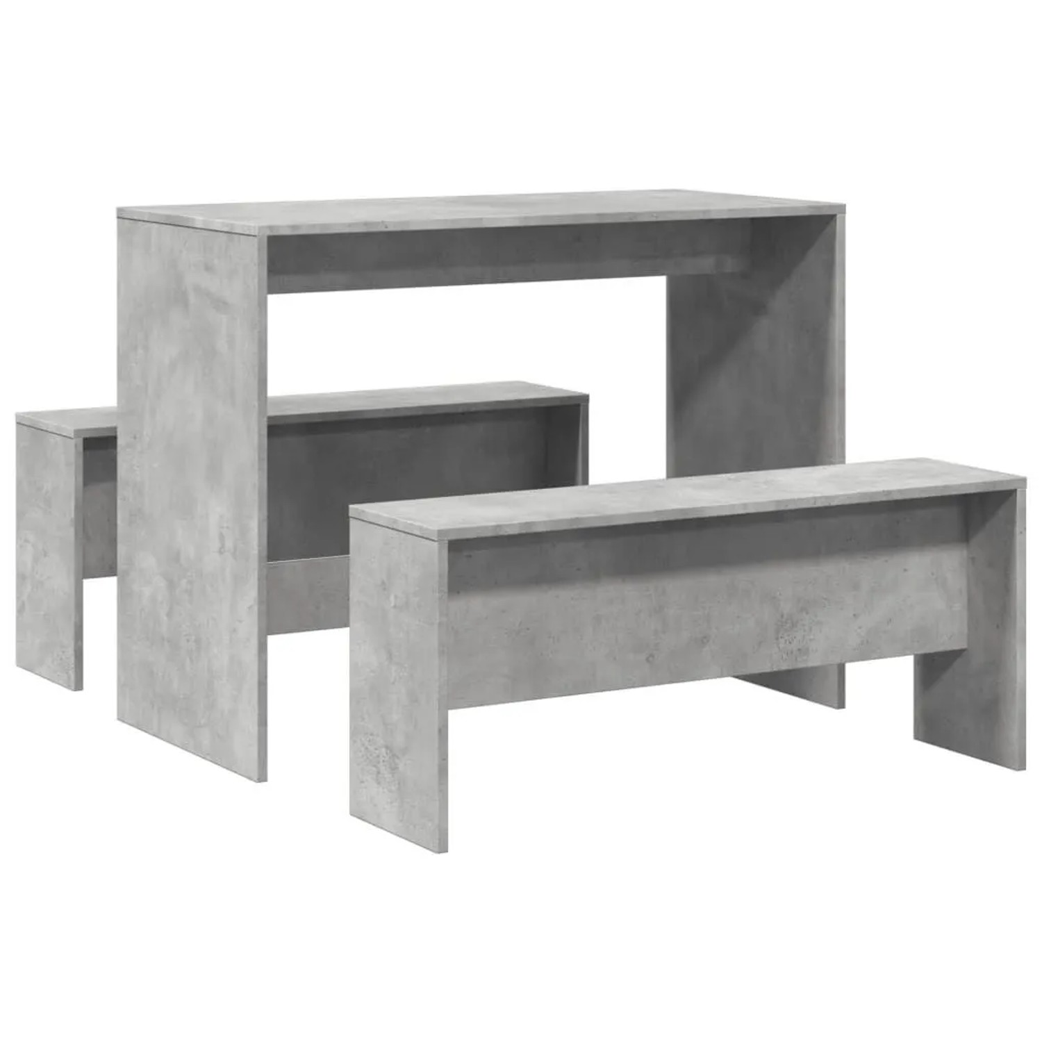 vidaXL 3 Tlg Esstisch und Bank Set Betongrau Holzwerkstoff 855533