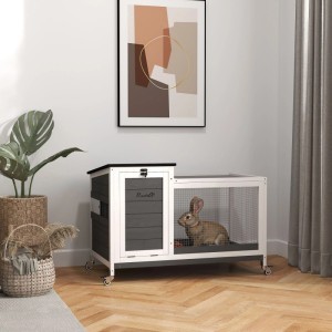 PawHut Hasenstall Tannenholz 92 x 52 x 67cm