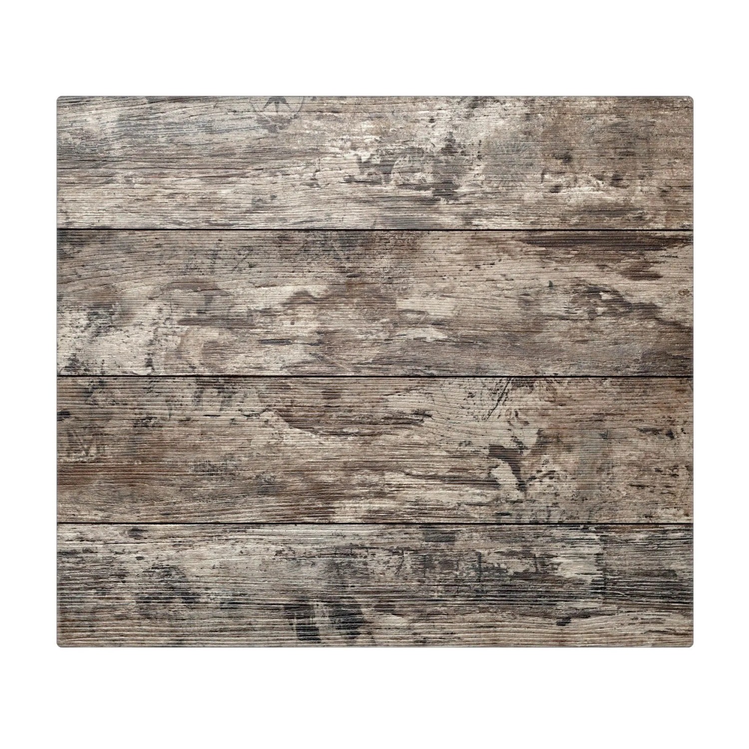 Banjado Glas-Herdabdeckplatte mit Motiv alter, verwitterter Holzplanken in Grau- und Brauntönen. Ideal für Kochfelder.