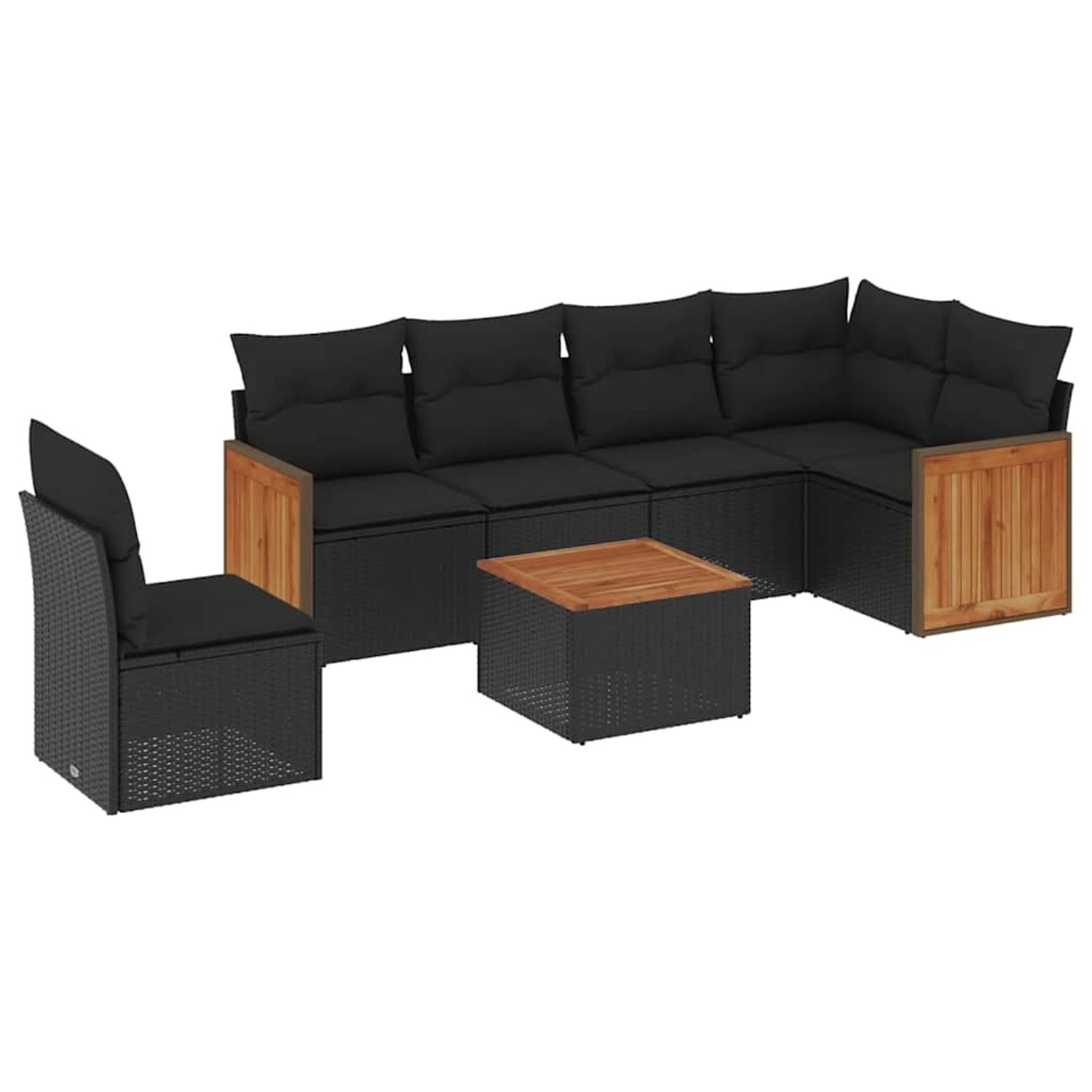 vidaXL 7-Tlg Garten-Sofagarnitur mit Kissen Schwarz Poly Rattan 3260102 günstig online kaufen