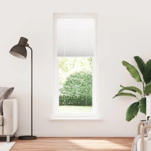 Weißes vidaXL Plissee 70x200 cm am Fenster, bietet Sichtschutz. Modernes Faltrollo aus Polyester für Wohnräume.