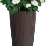 Lechuza Pflanzsäule Cilindro Cottage Mokka mit weißen Hortensien, Ø 32 cm.