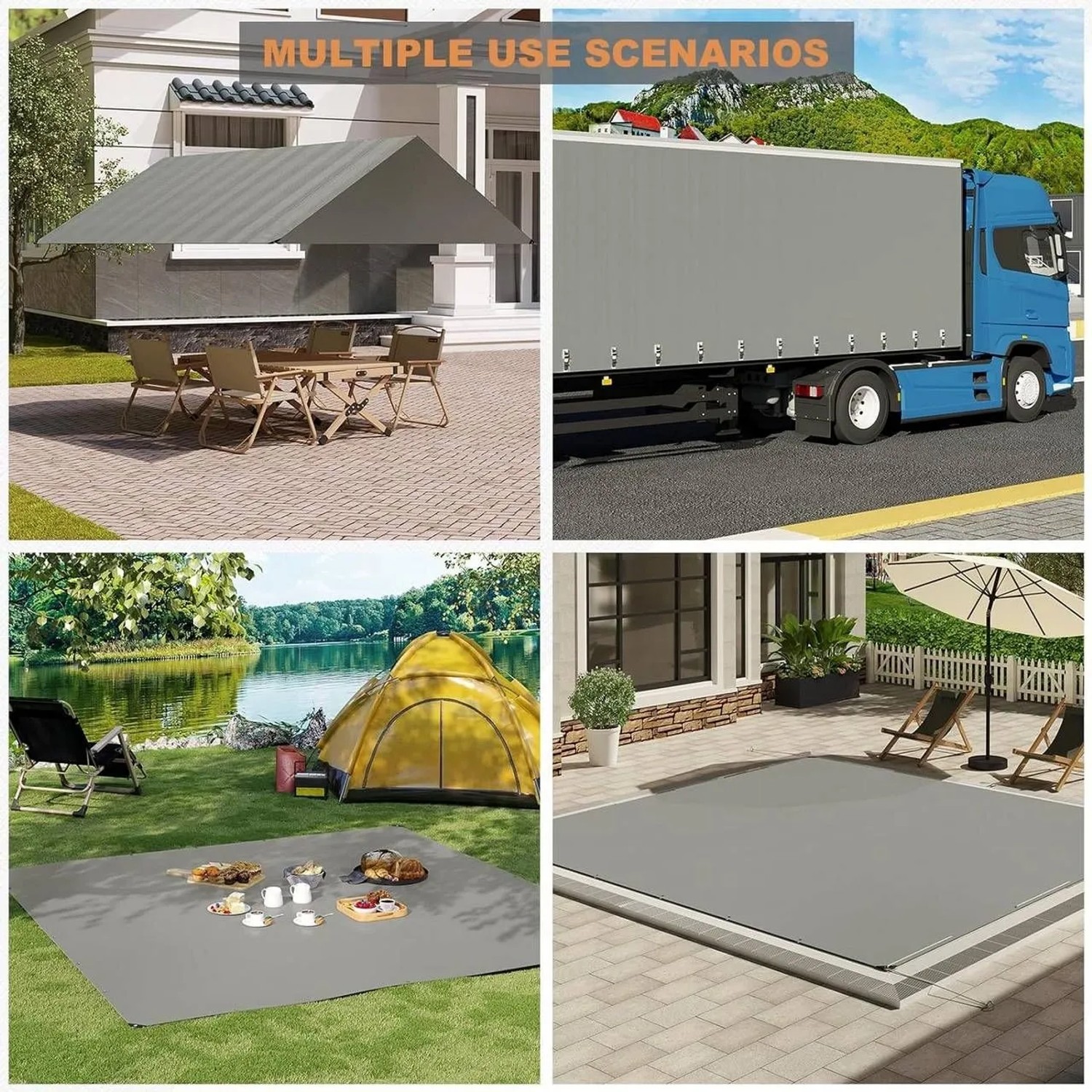 WOLTU Abdeckplane Grau 3x3m: Wasserdicht, vielseitig einsetzbar für Gartenmöbel, Pools und mehr.