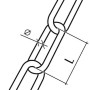 Detailaufnahme einer schwarzen Conacord Regen-Ablaufkette aus Polyethylen mit Maßangaben.